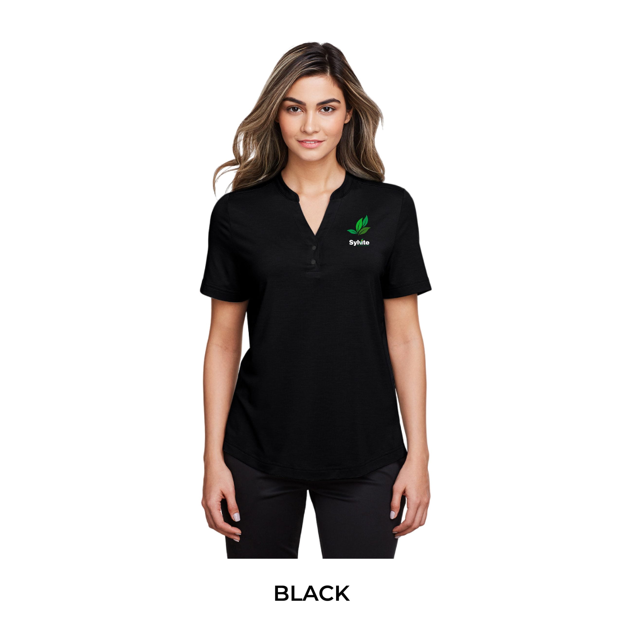 Ladies North End Jaq Snap up Stretch Performance Polo_BLACK