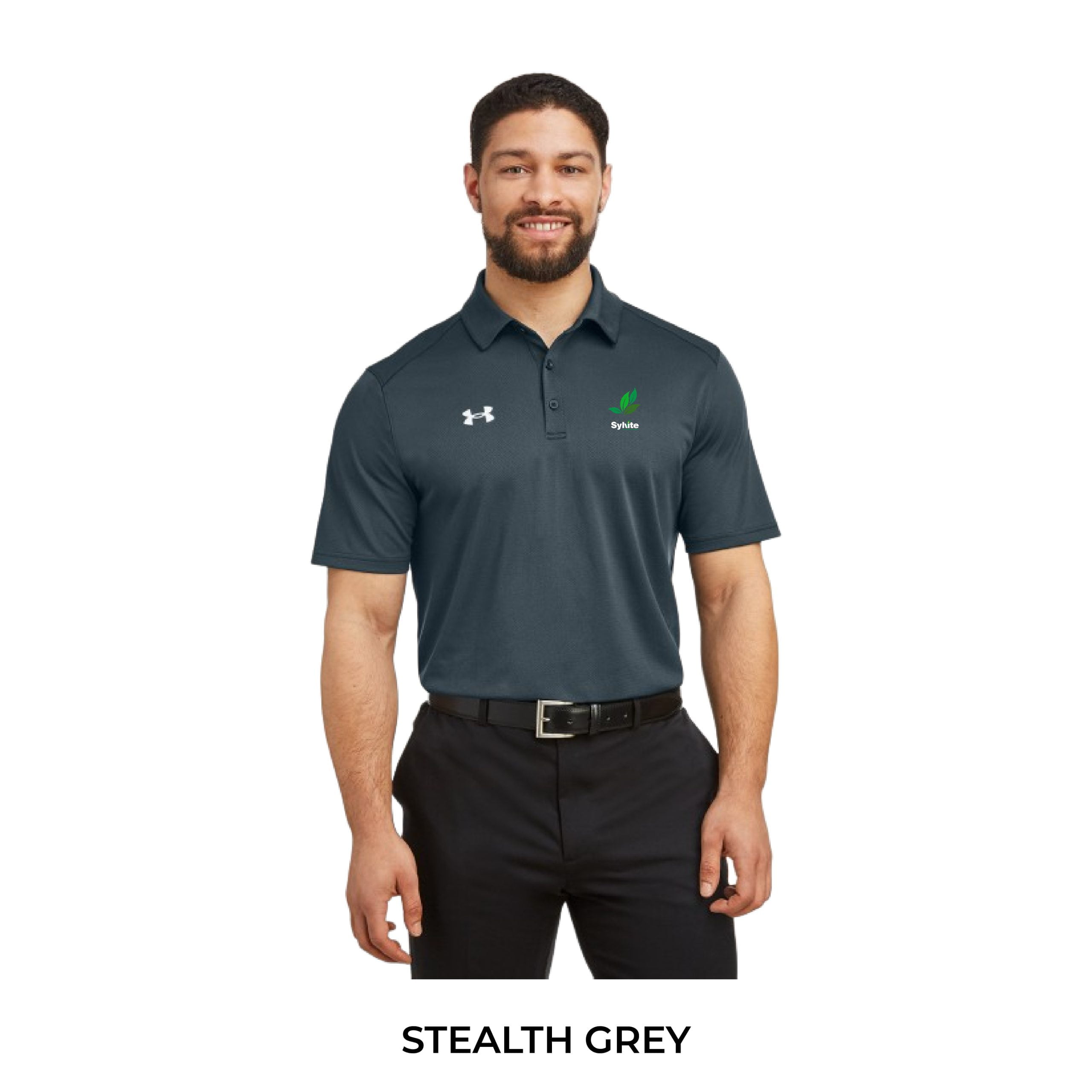 Mens Under Armour Tech Polo_STEALTH GREY